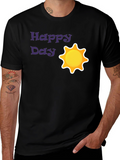 Happy Day Sun Graphic Black T-Shirt
