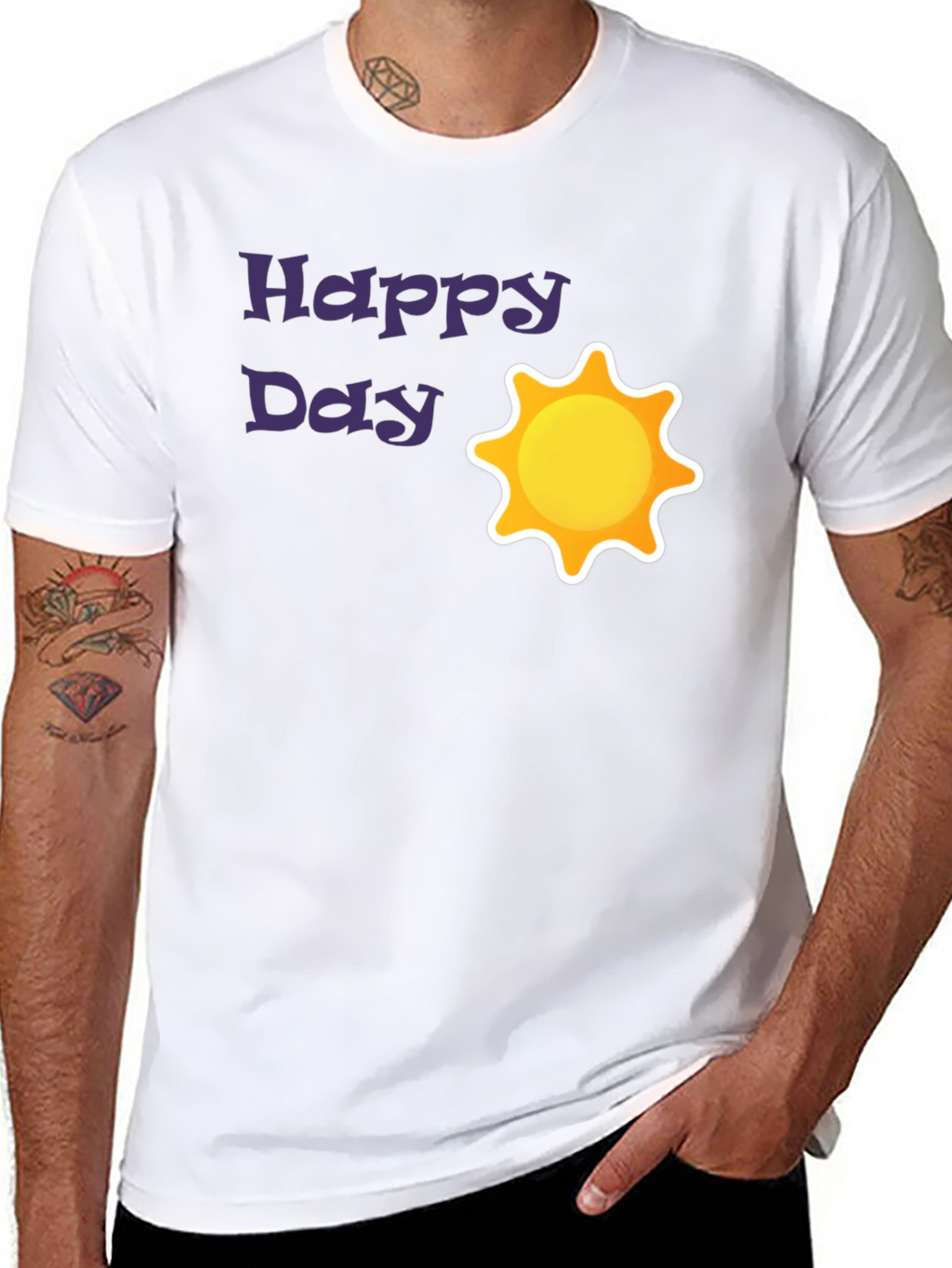 Happy Day Sun Graphic Black T-Shirt