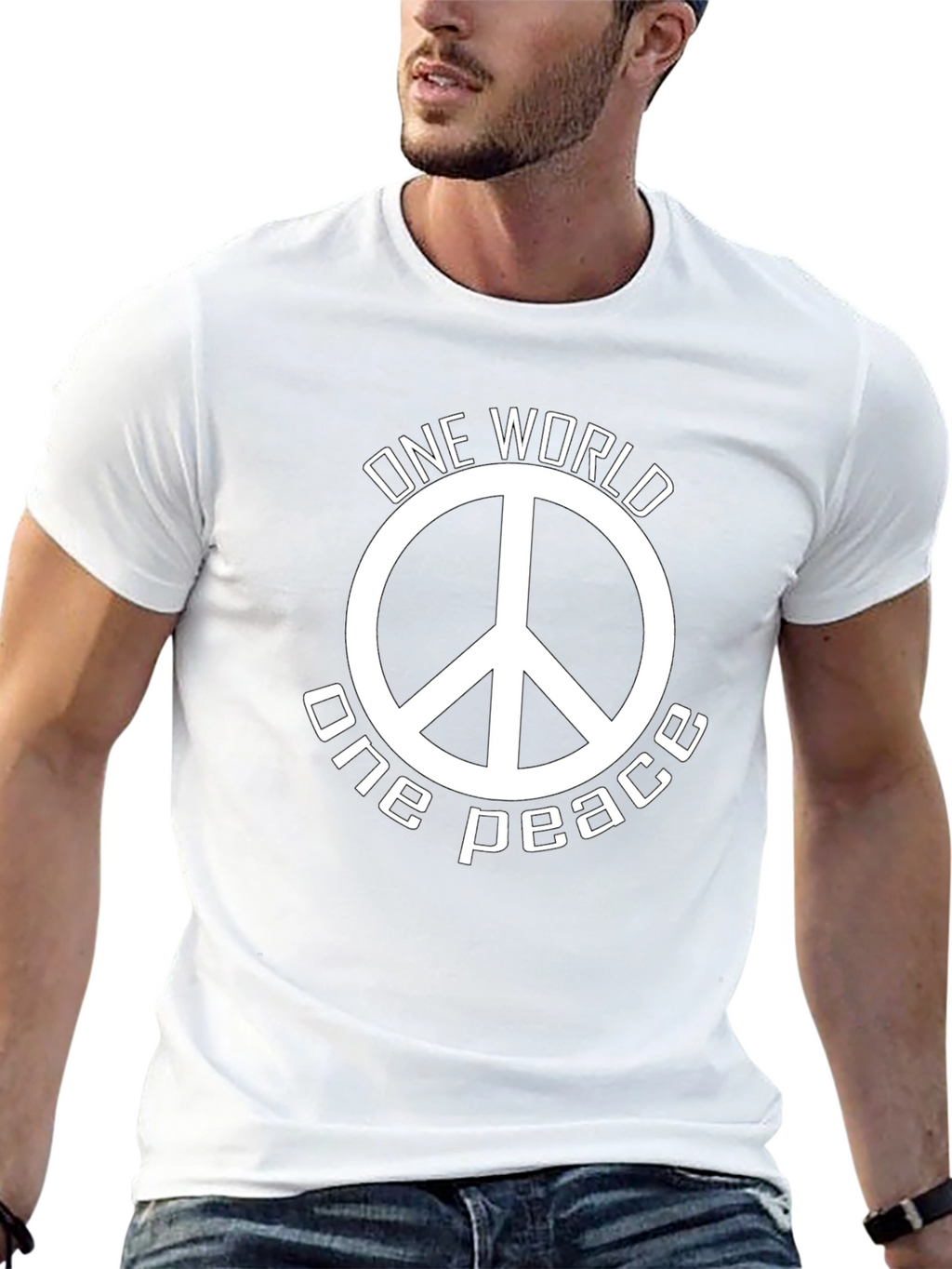 One World One Peace Graphic T-Shirt - Black