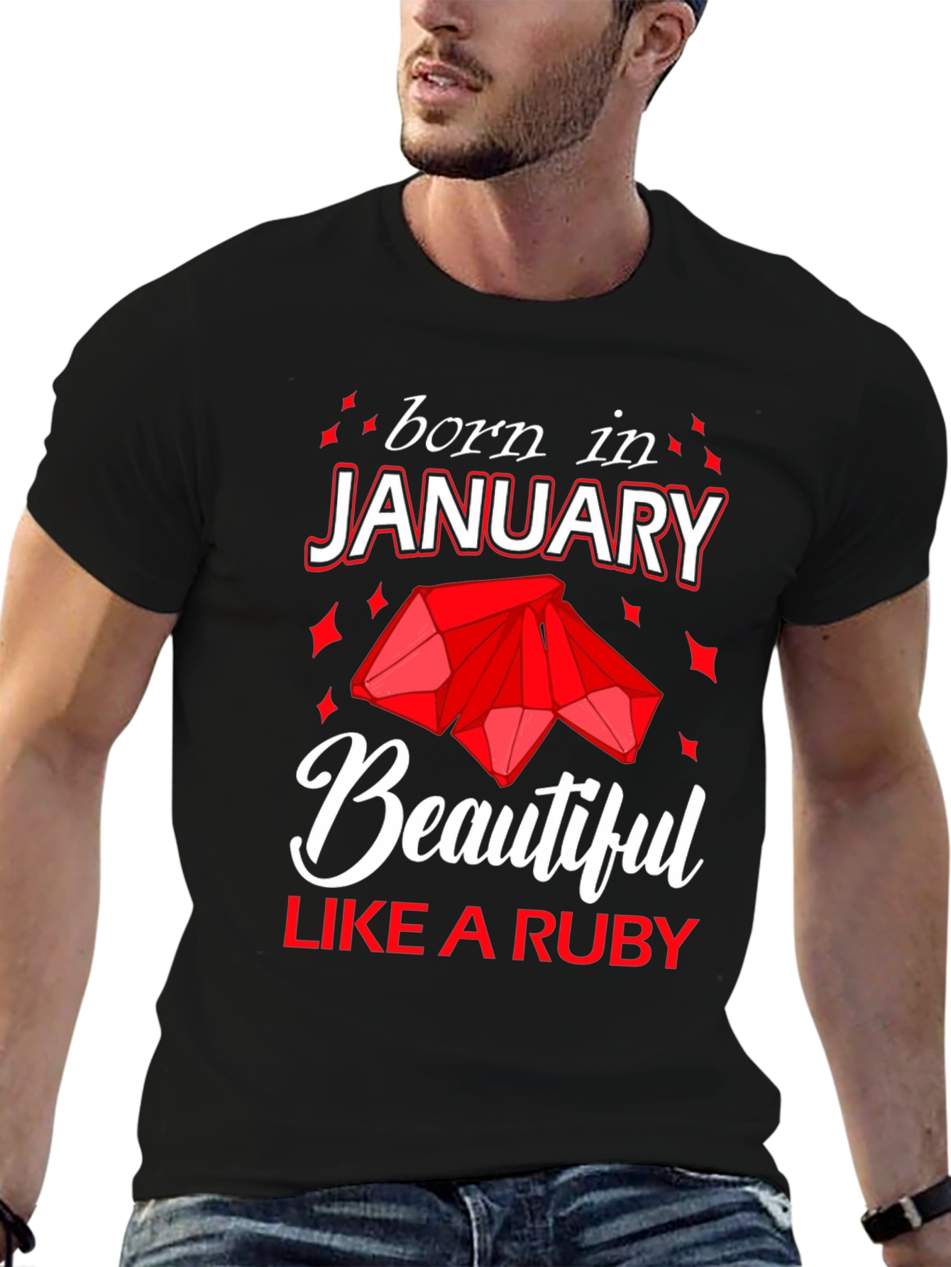 Born in January Ruby Gemstone T-Shirt