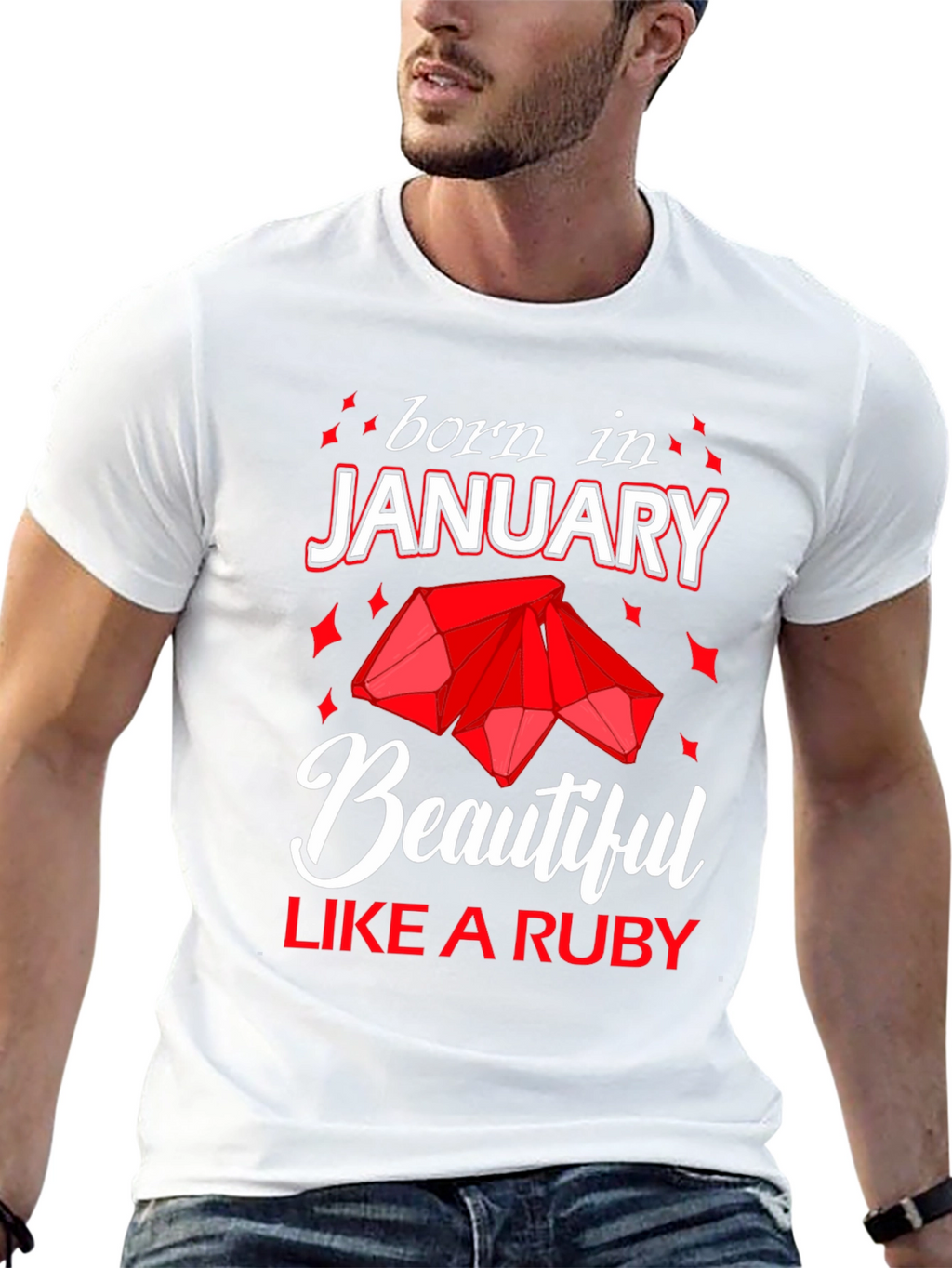 Born in January Ruby Gemstone T-Shirt