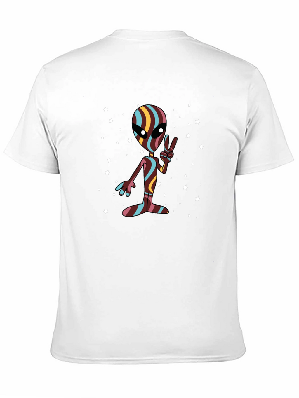 Retro Alien Peace Sign Black T-Shirt