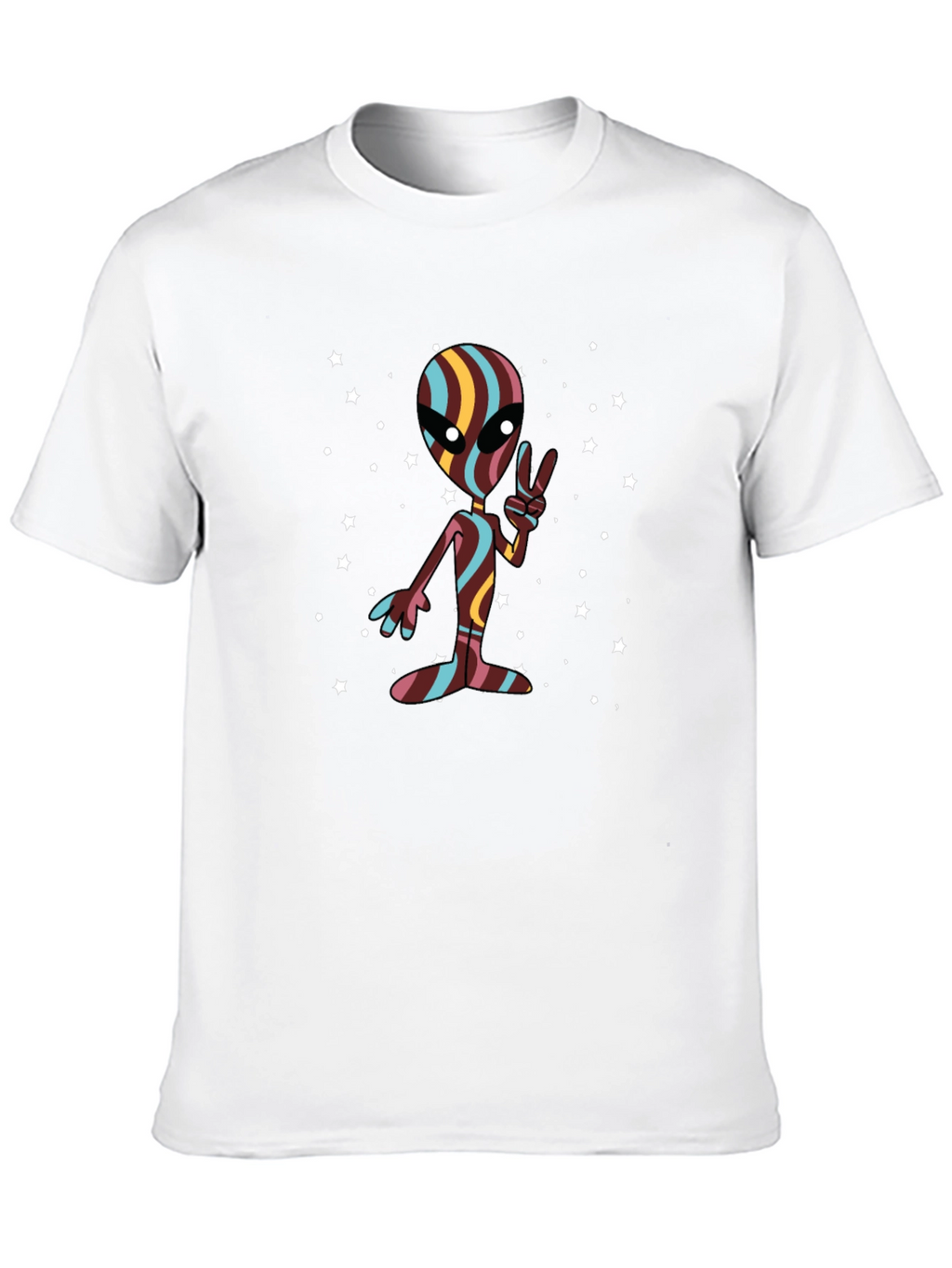 Retro Alien Peace Sign Black T-Shirt