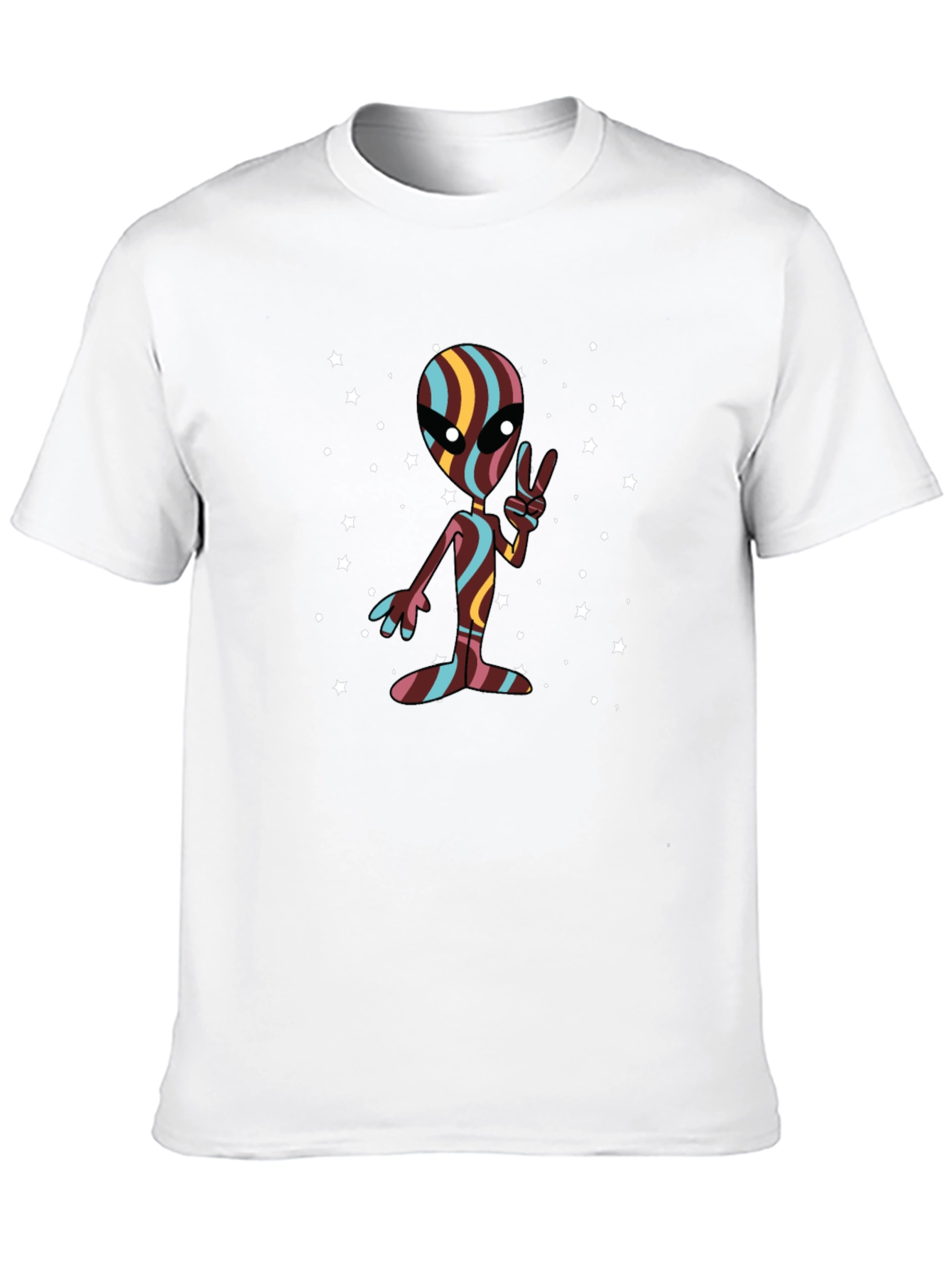 Retro Alien Peace Sign Black T-Shirt