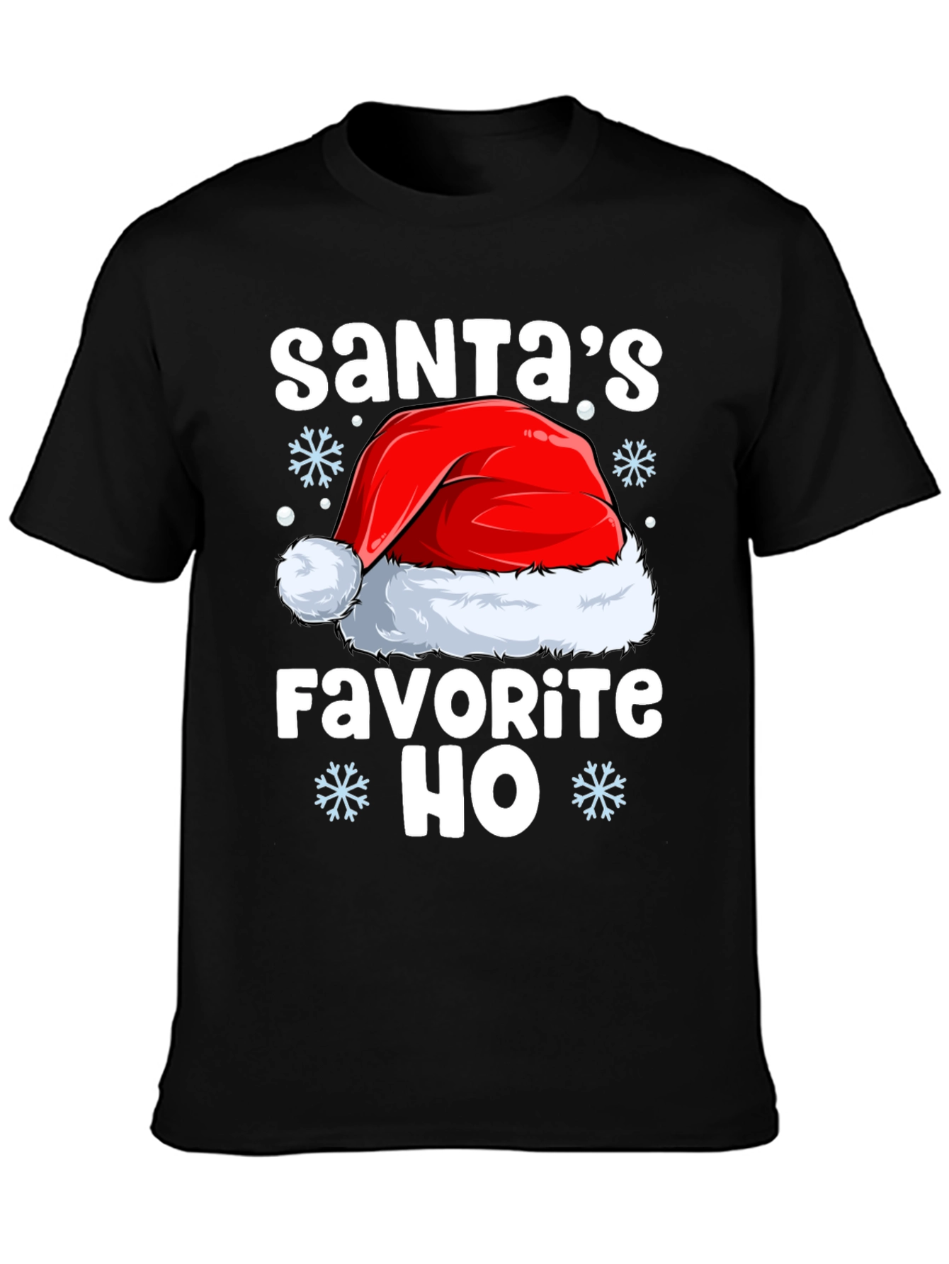 Santas Favorite HO Black Christmas T-Shirt
