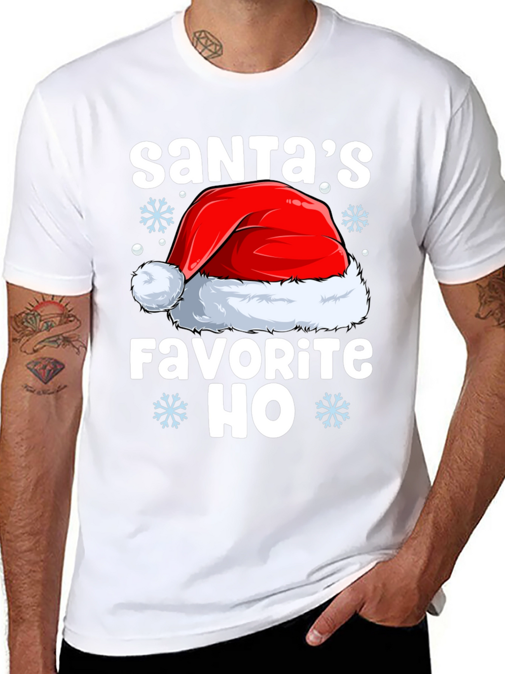 Santas Favorite HO Black Christmas T-Shirt
