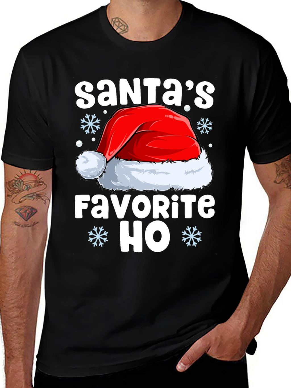 Santas Favorite HO Black Christmas T-Shirt