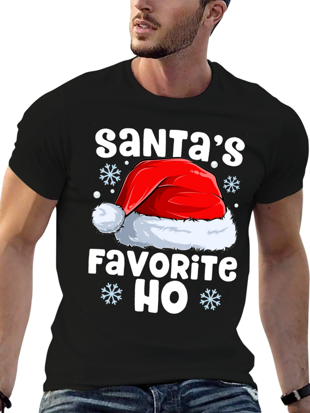 Santas Favorite HO Black Christmas T-Shirt