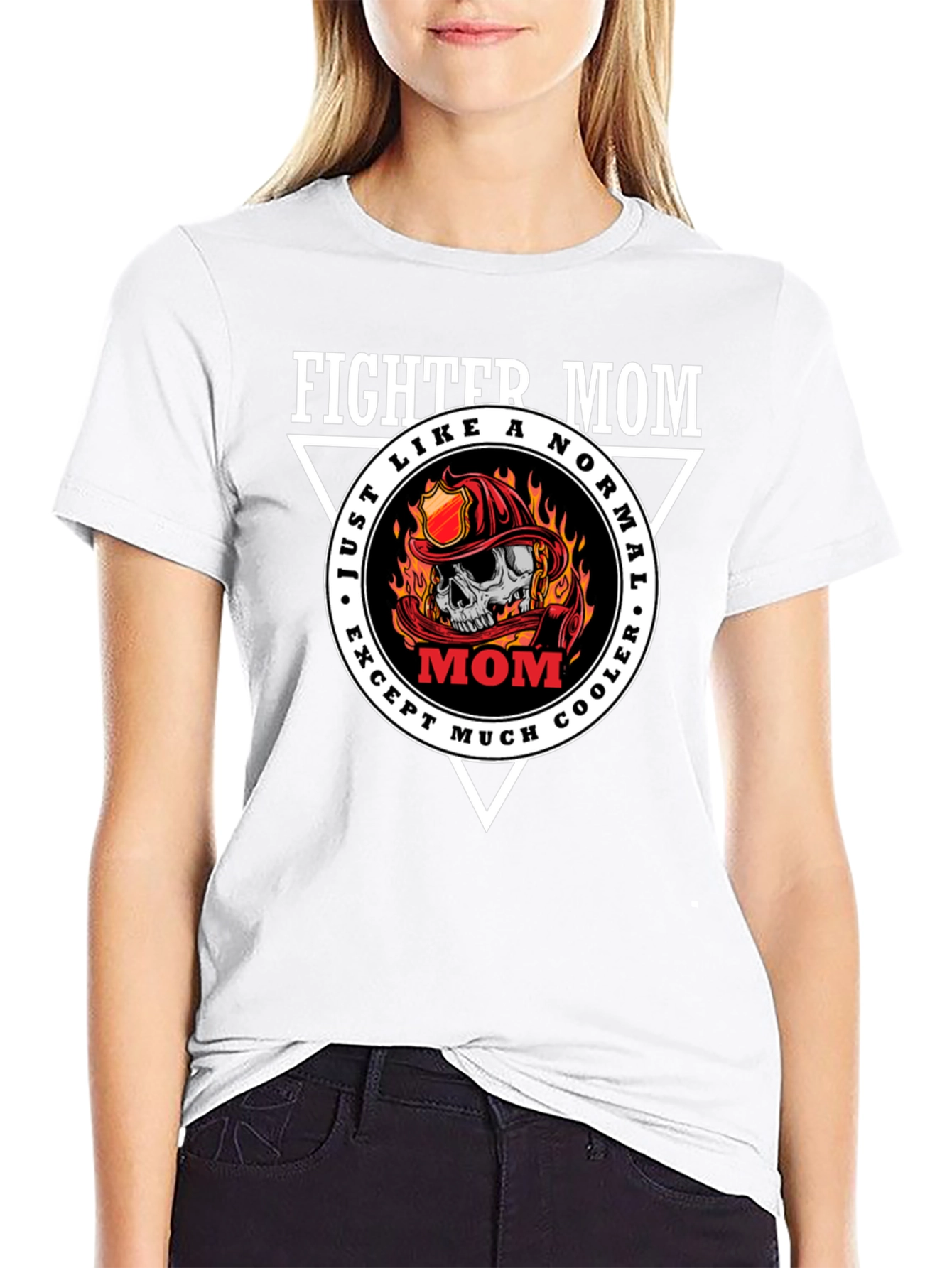 Fighter Mom Graphic T-Shirt - Cool Firefighter Design