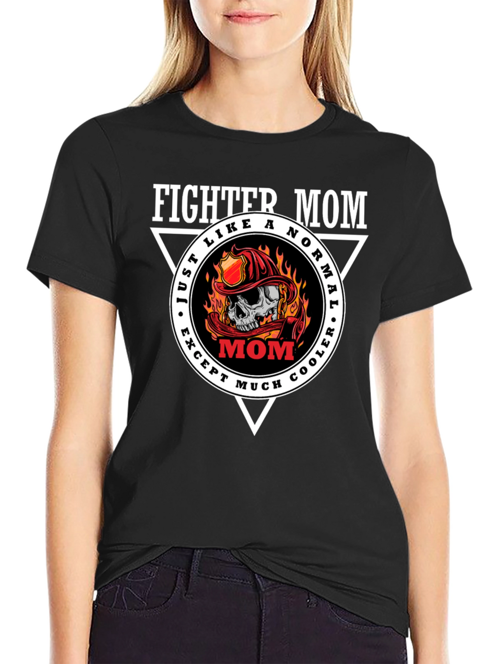 Fighter Mom Graphic T-Shirt - Cool Firefighter Design