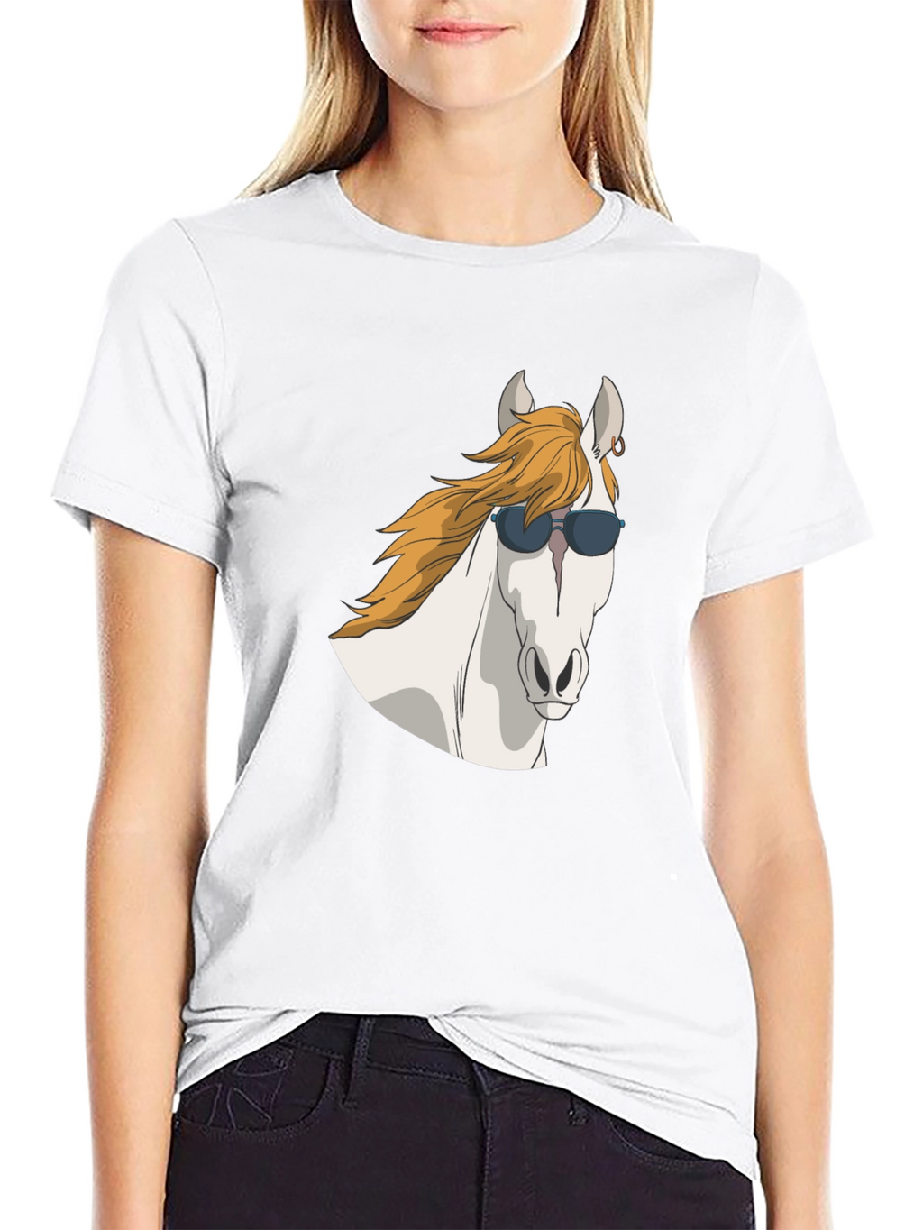 Cool Horse Graphic Tee - Black Cotton T-Shirt