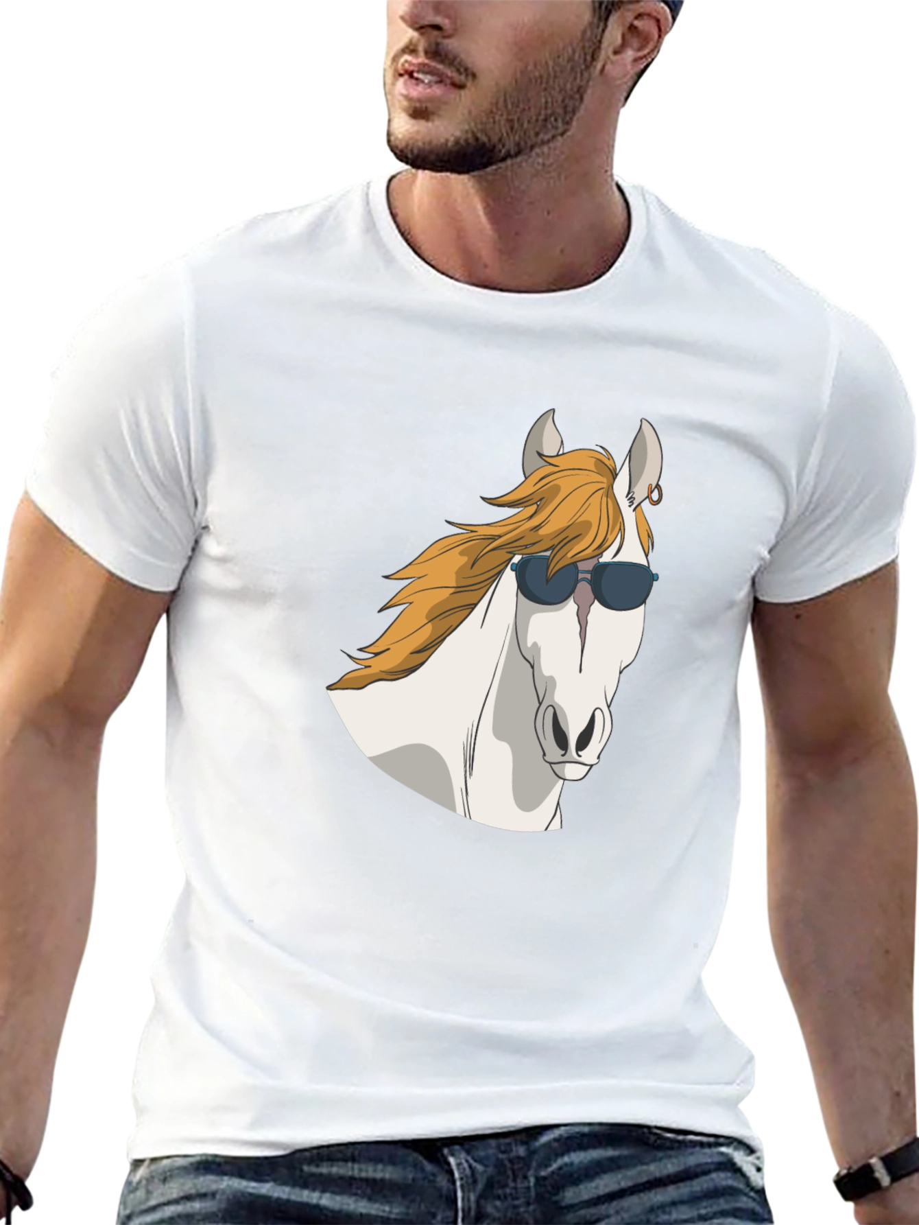 Cool Horse Graphic Tee - Black Cotton T-Shirt