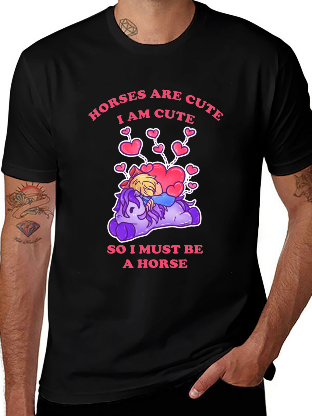 Cute Horse Cartoon Graphic T-Shirt