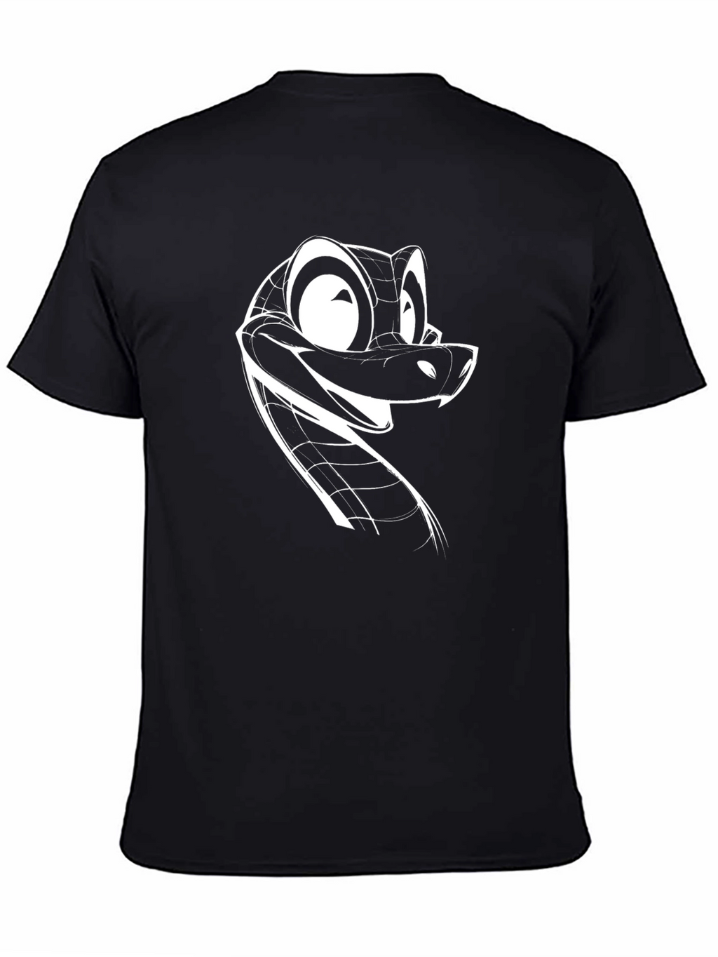 Cartoon Snake Graphic Tee - Black Cotton Blend