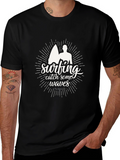 Surfing Catch Waves Black T-Shirt