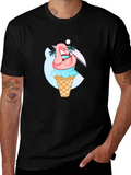 Flamingo Ice Cream Graphic Tee - Summer Vibes