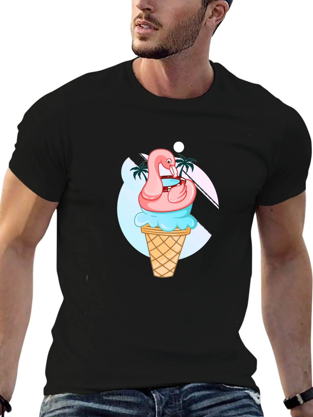 Flamingo Ice Cream Graphic Tee - Summer Vibes
