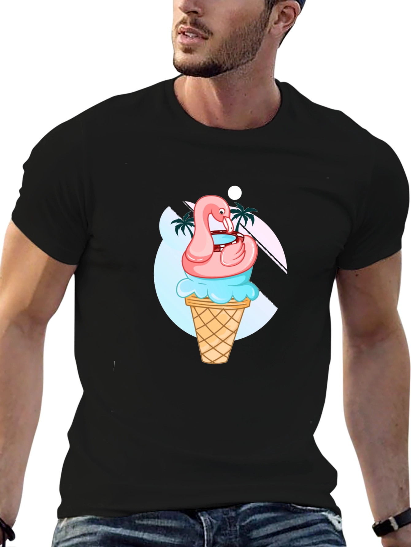 Flamingo Ice Cream Graphic Tee - Summer Vibes
