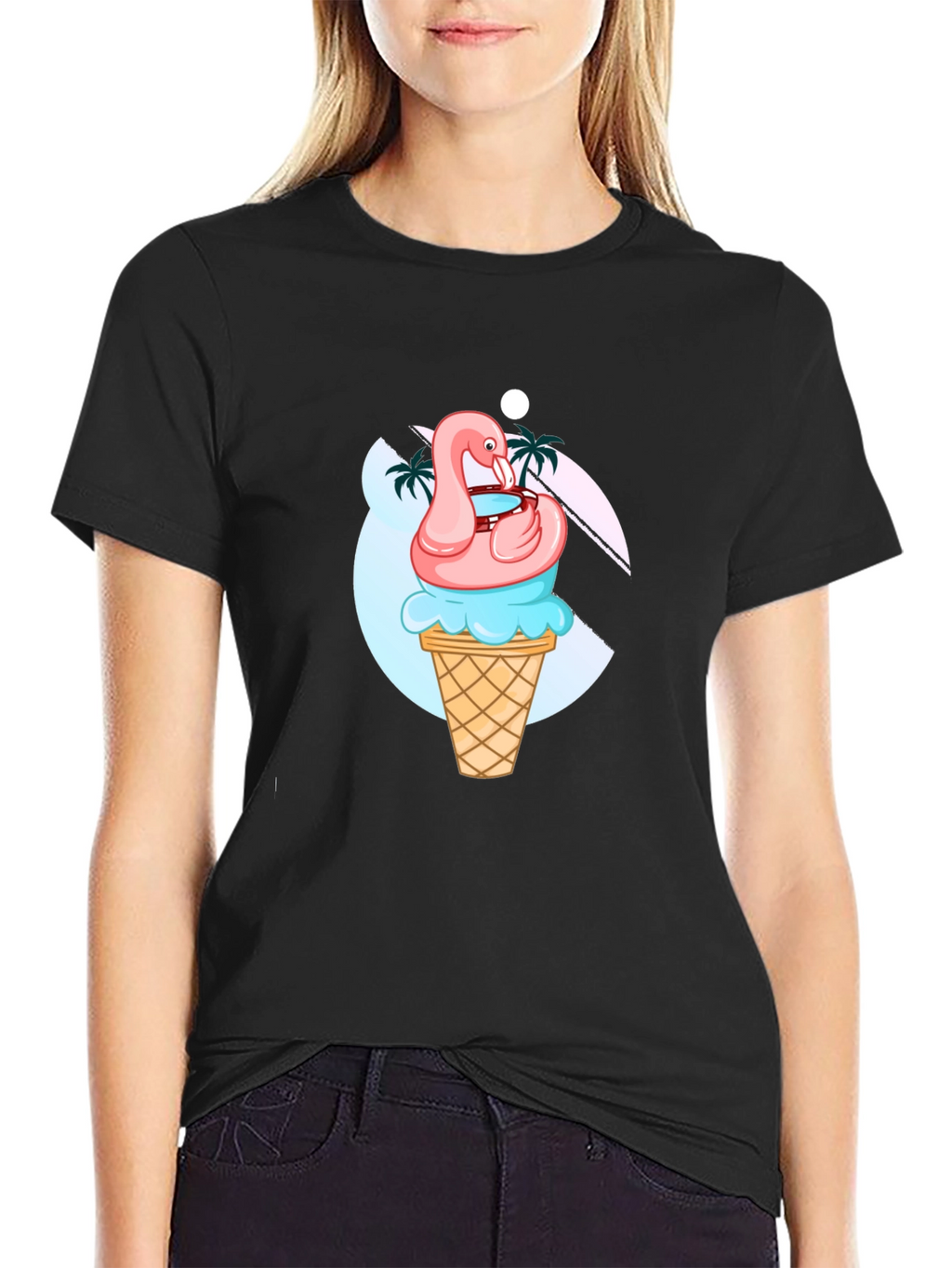 Flamingo Ice Cream Graphic Tee - Summer Vibes