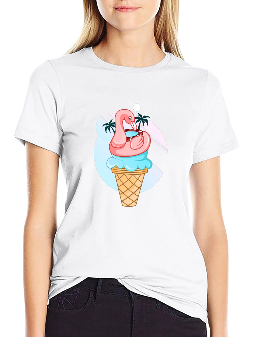 Flamingo Ice Cream Graphic Tee - Summer Vibes