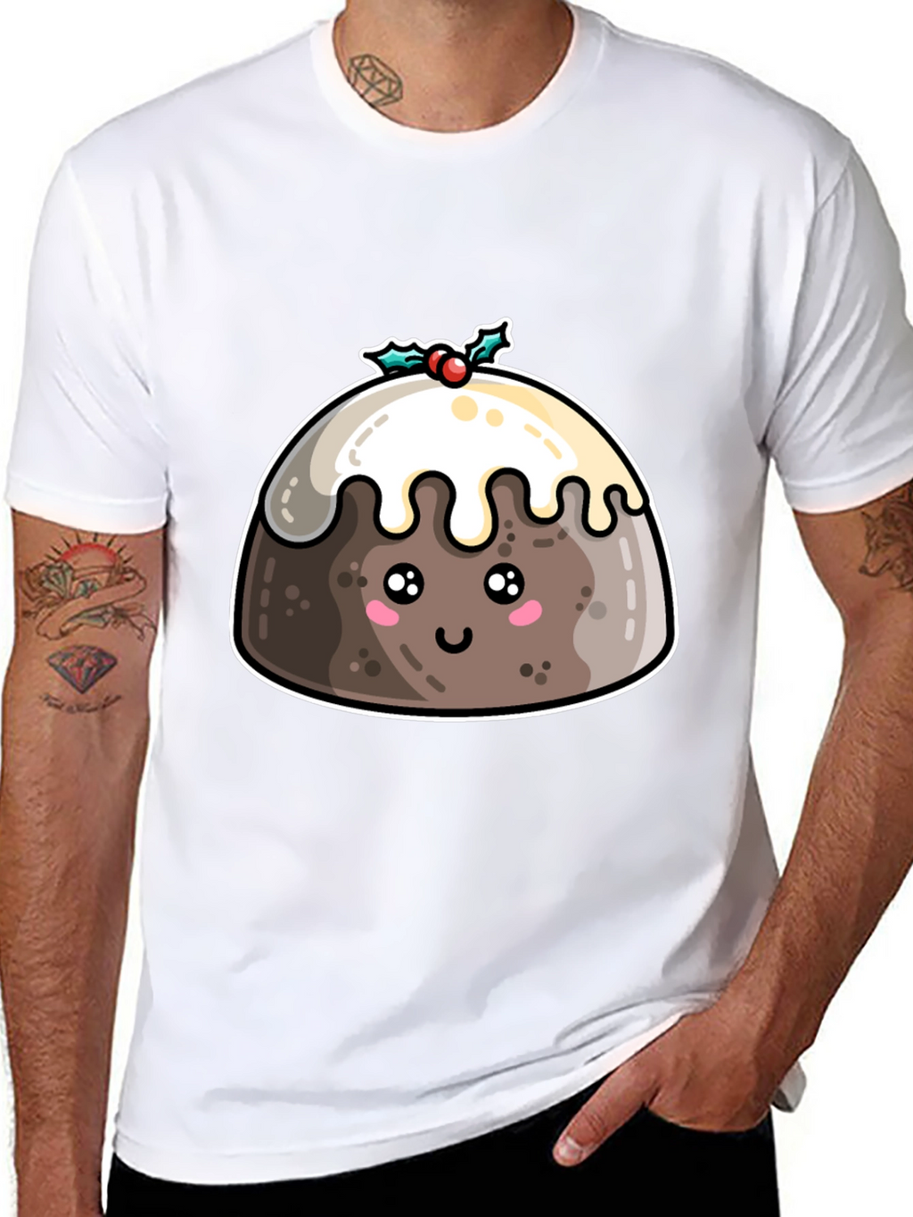 Cute Christmas Pudding T-Shirt - Holiday Festive Tee