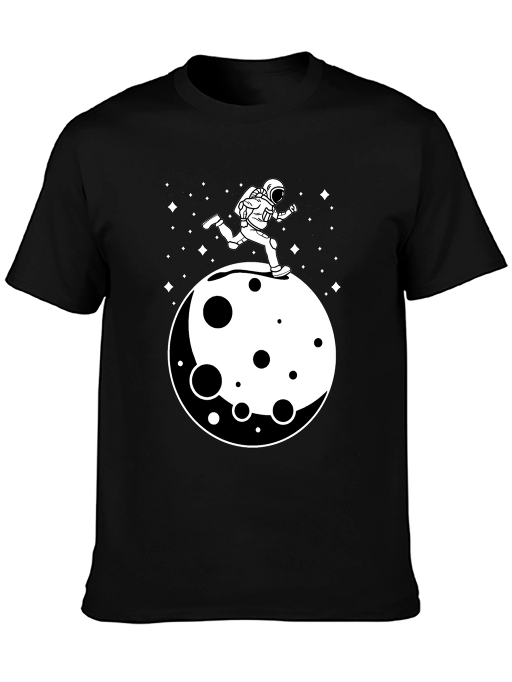 Astronaut Running on Moon Graphic T-Shirt