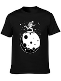 Astronaut Running on Moon Graphic T-Shirt