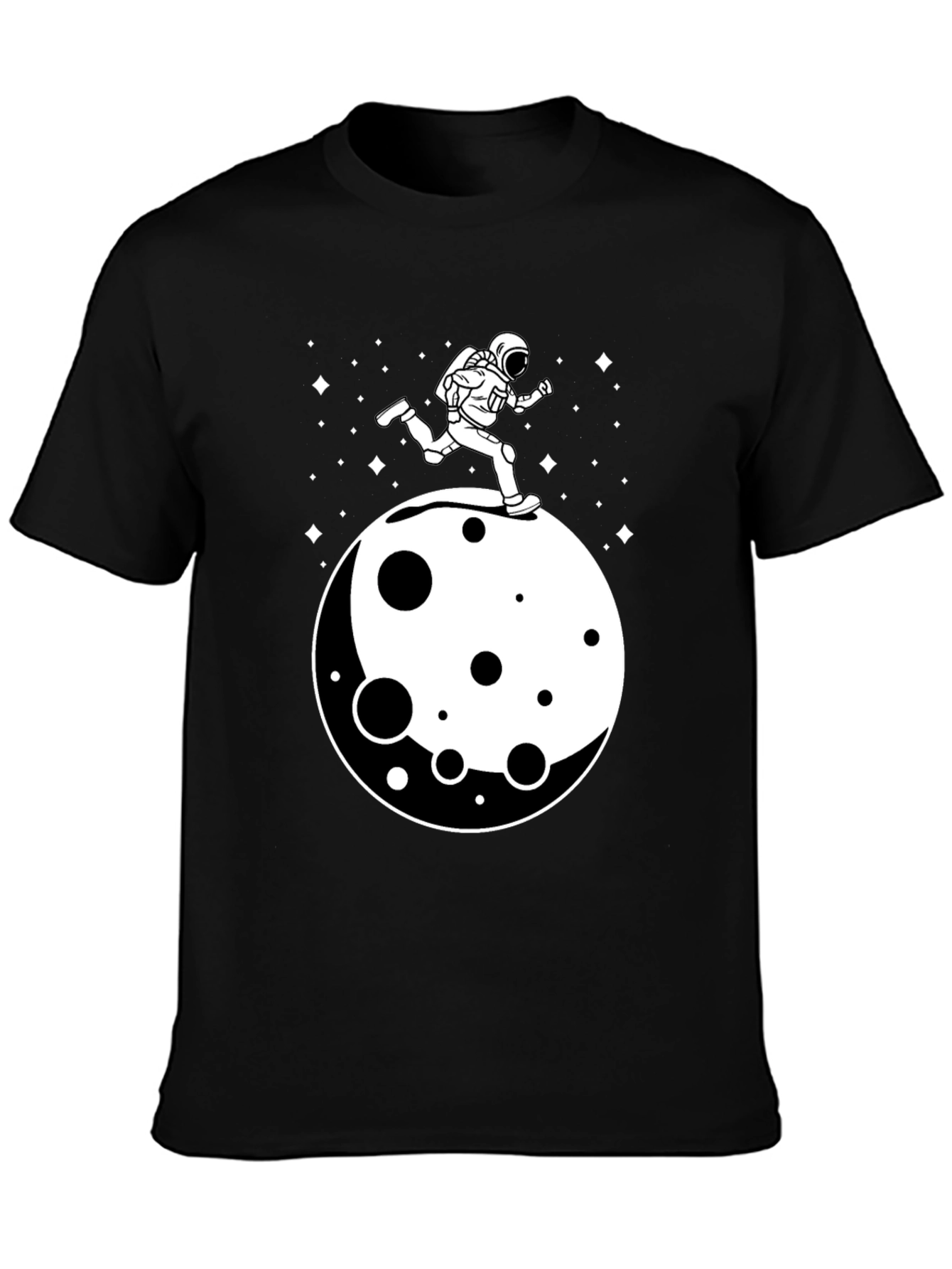 Astronaut Running on Moon Graphic T-Shirt