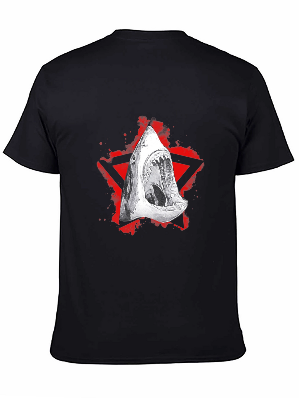 Shark Jaw Graphic Tee - Edgy Red Star Design