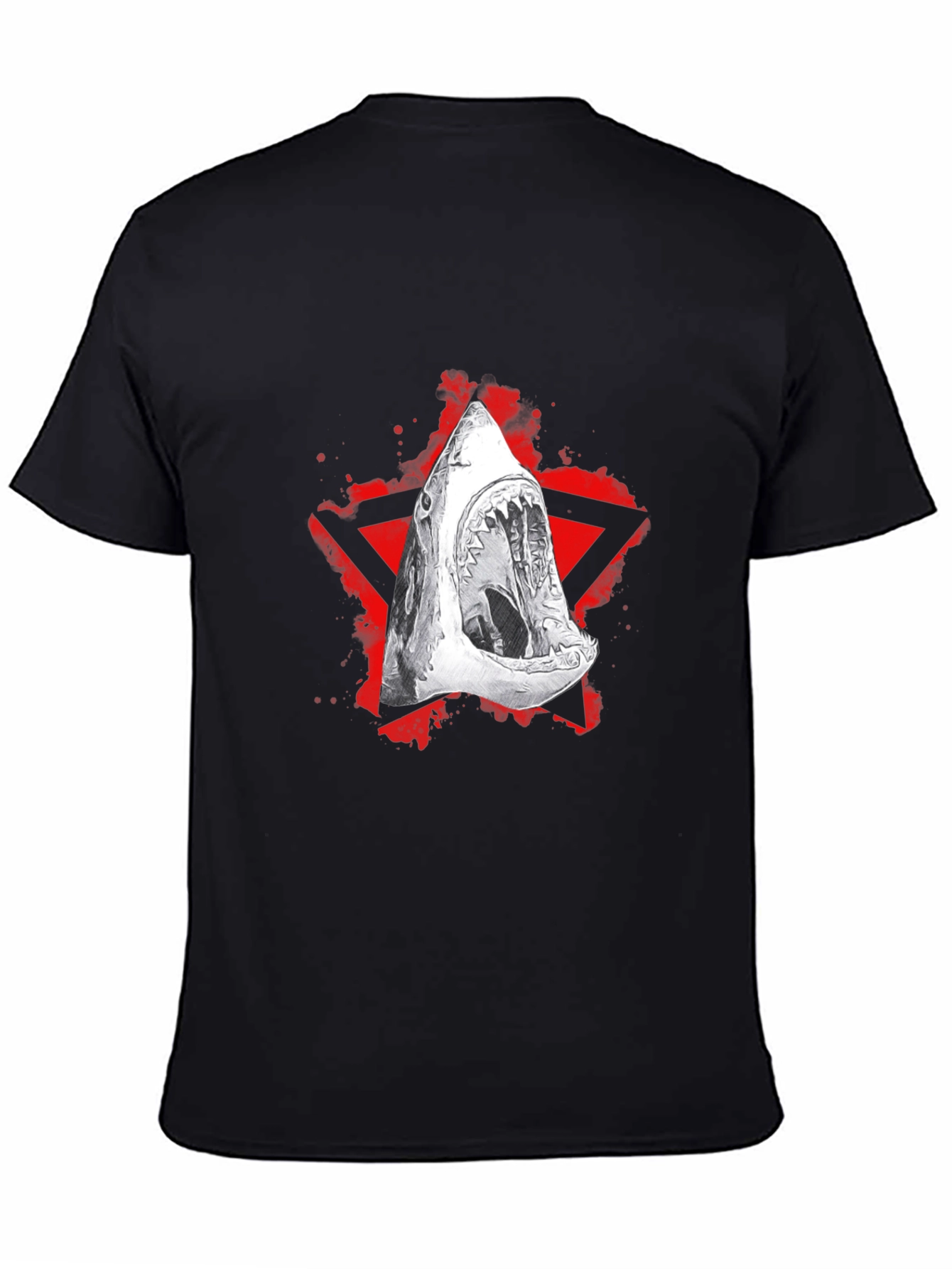 Shark Jaw Graphic Tee - Edgy Red Star Design