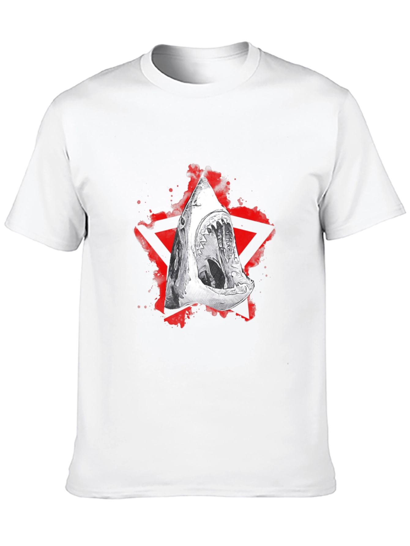Shark Jaw Graphic Tee - Edgy Red Star Design