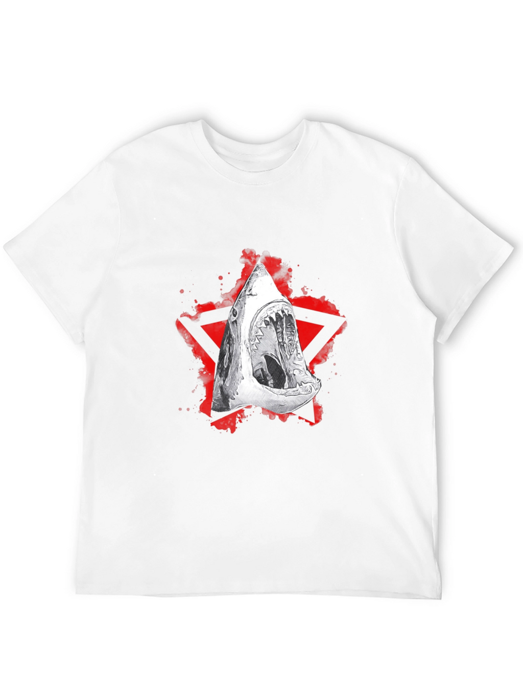 Shark Jaw Graphic Tee - Edgy Red Star Design