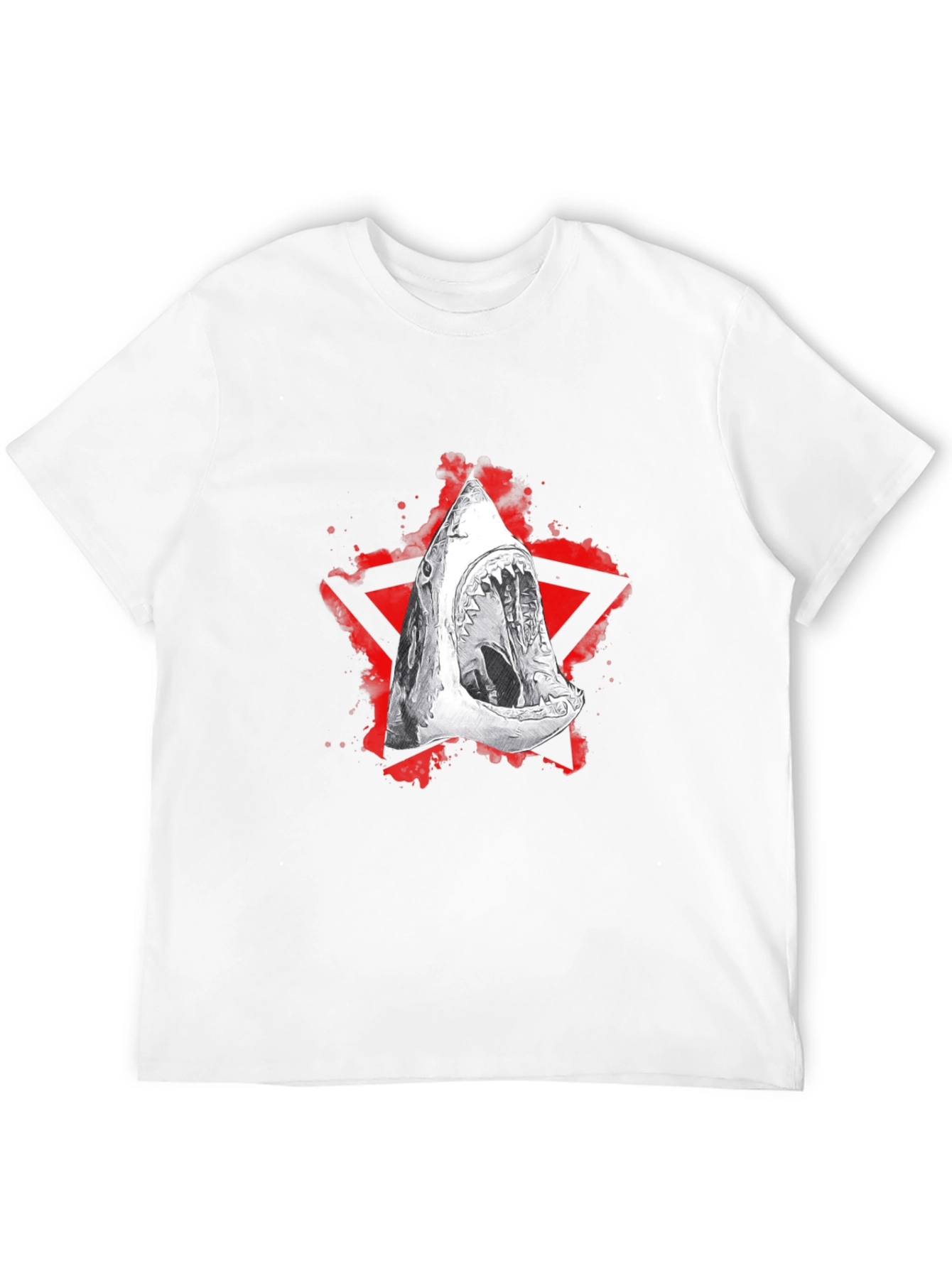 Shark Jaw Graphic Tee - Edgy Red Star Design
