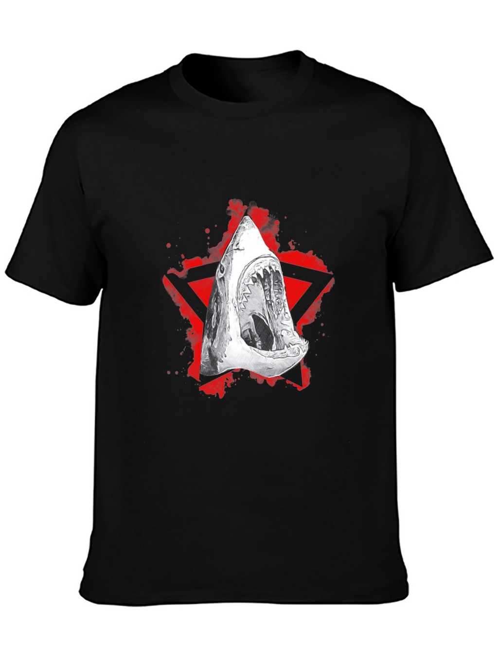 Shark Jaw Graphic Tee - Edgy Red Star Design