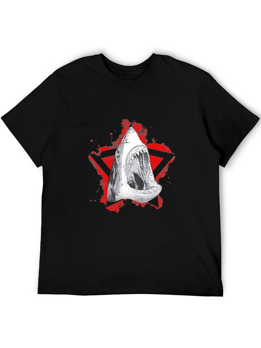 Shark Jaw Graphic Tee - Edgy Red Star Design