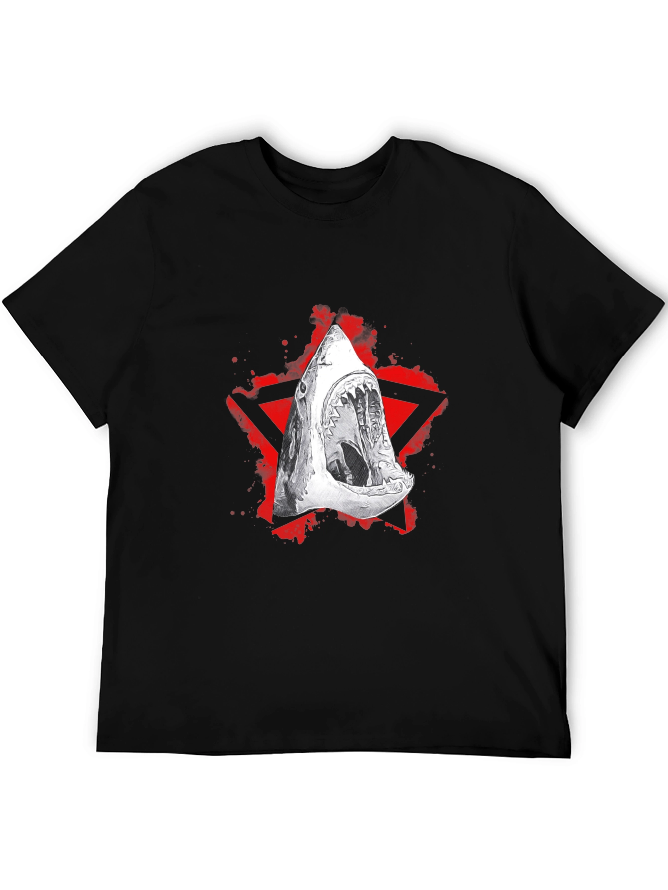Shark Jaw Graphic Tee - Edgy Red Star Design