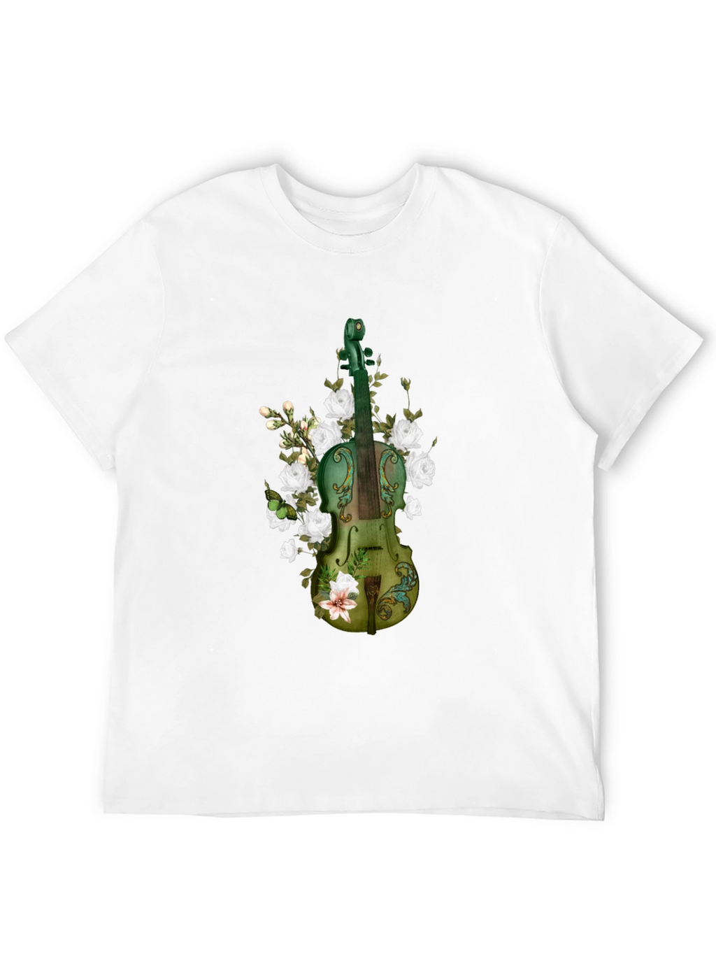 Floral Violin Graphic T-Shirt