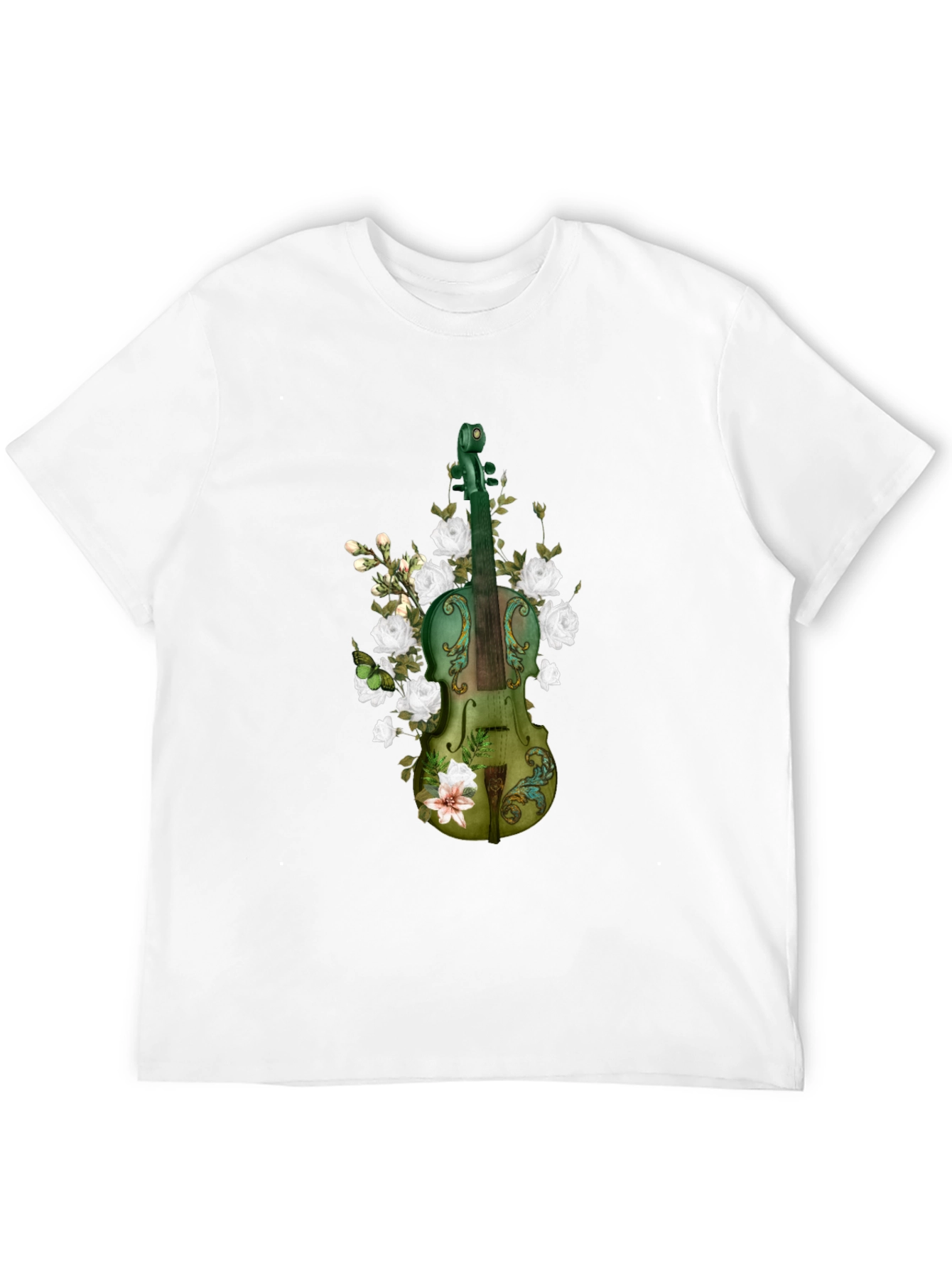 Floral Violin Graphic T-Shirt