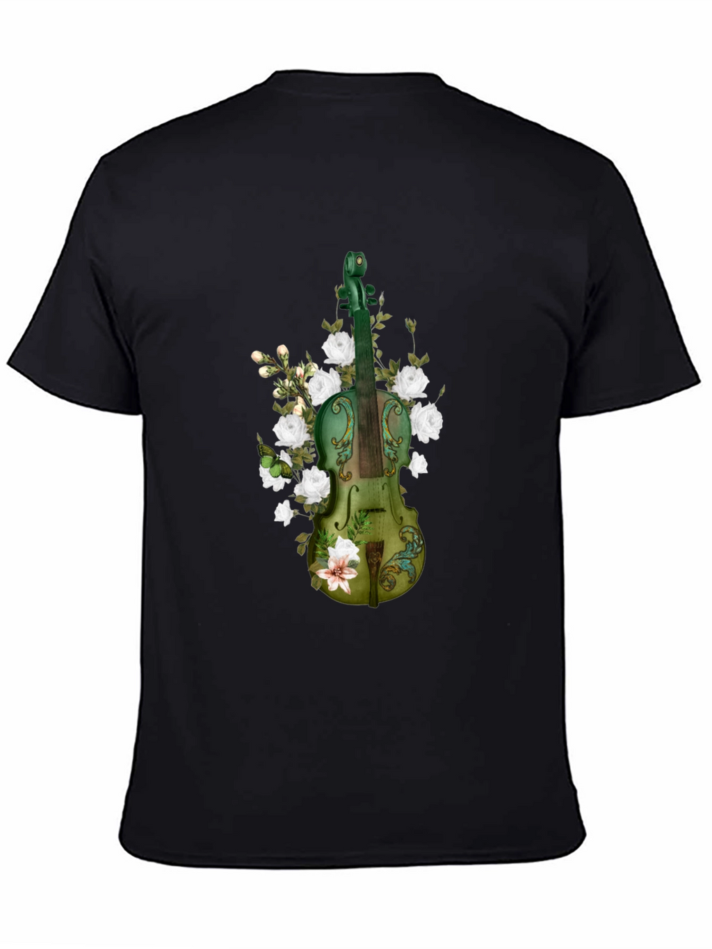 Floral Violin Graphic T-Shirt