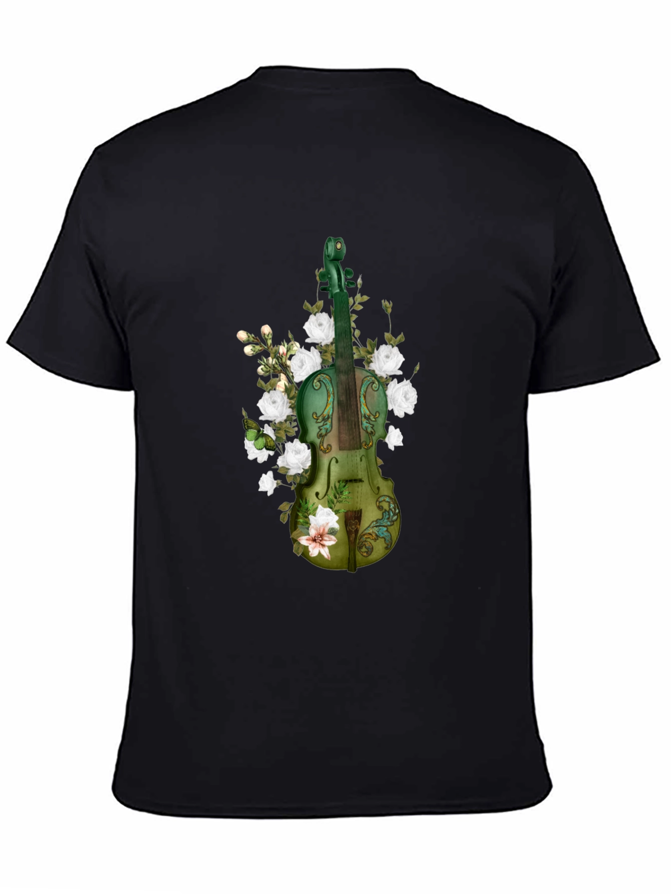 Floral Violin Graphic T-Shirt