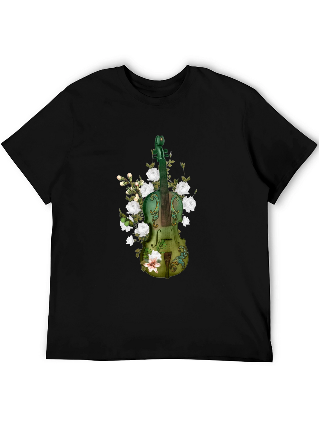 Floral Violin Graphic T-Shirt