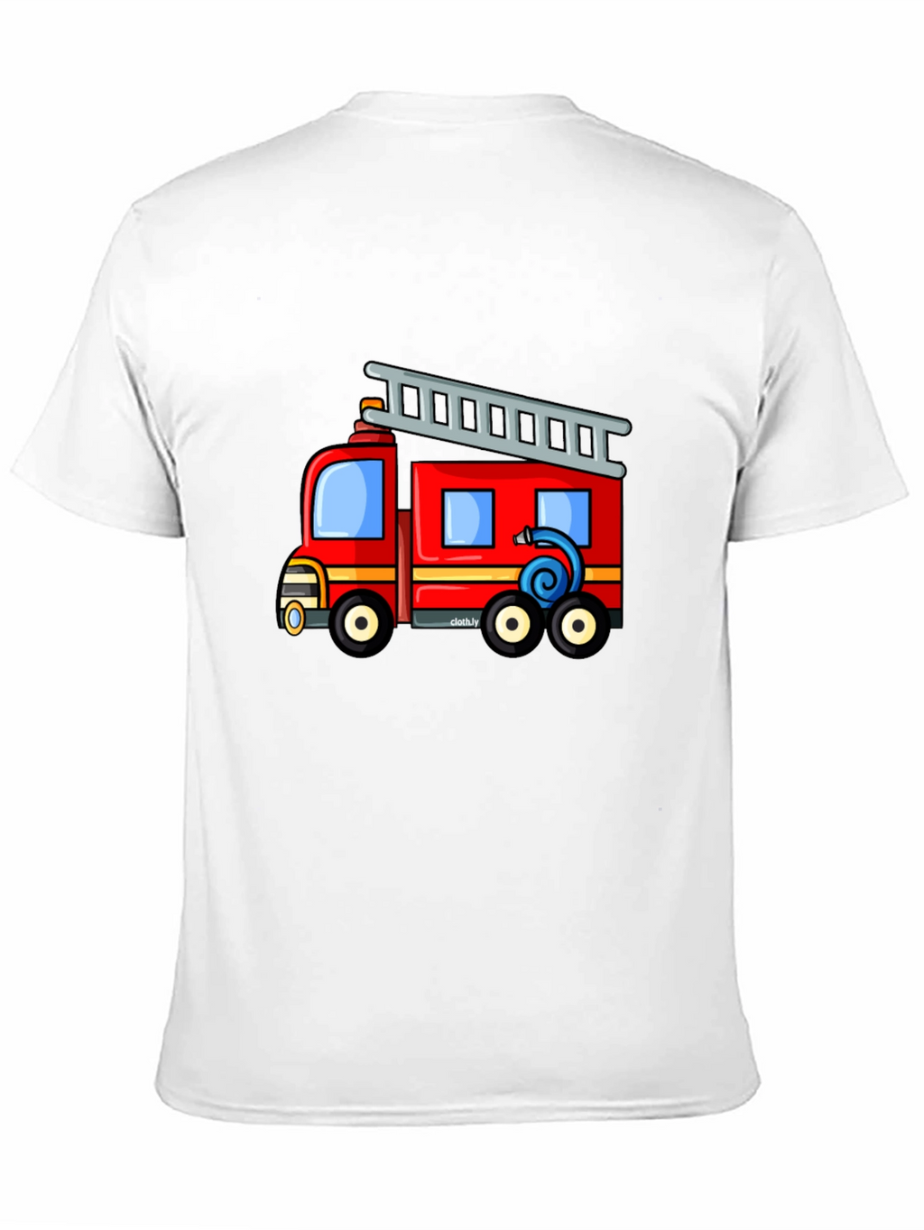 Fire Truck Graphic Tee - Black Cotton Blend T-Shirt