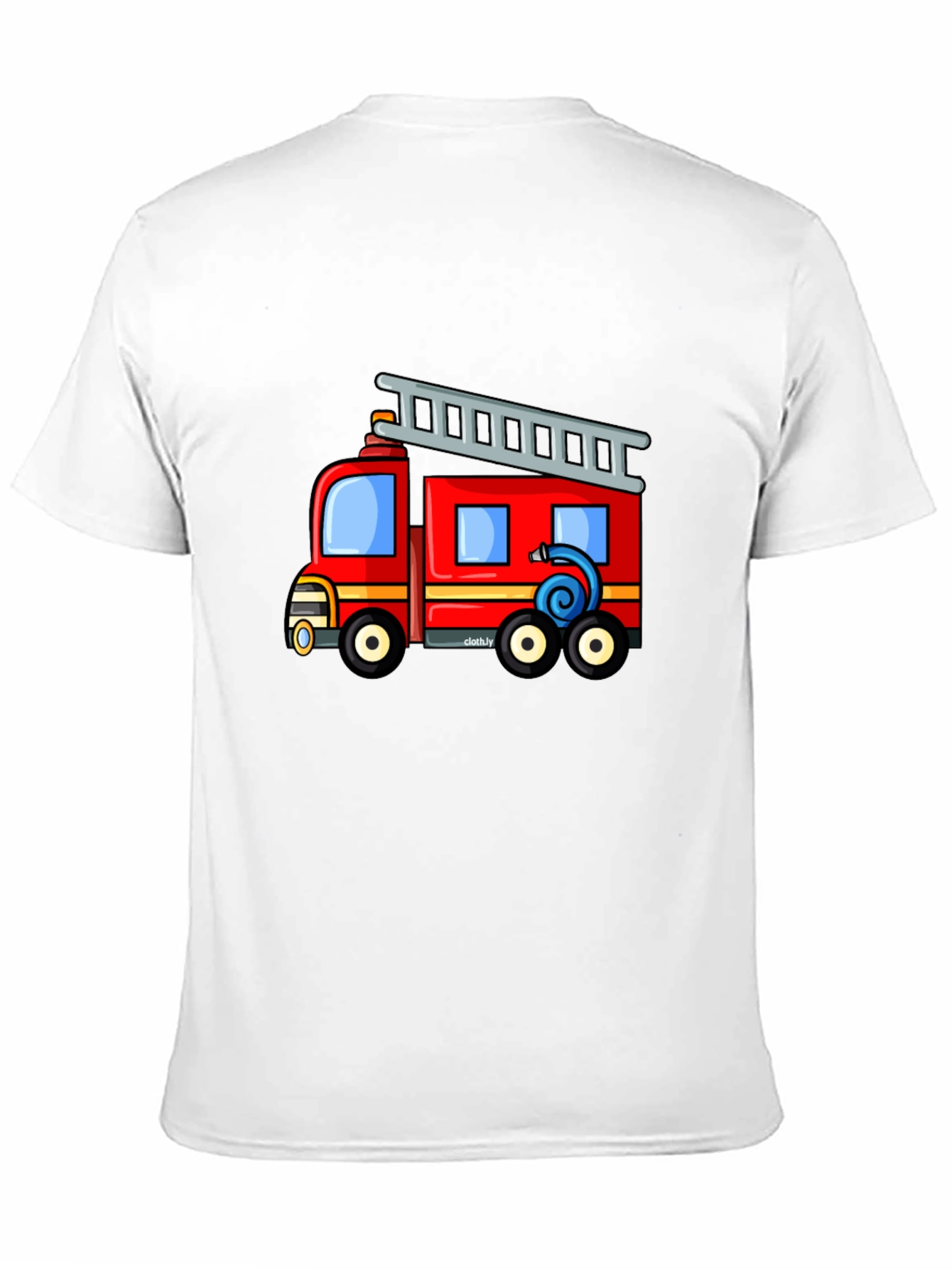 Fire Truck Graphic Tee - Black Cotton Blend T-Shirt