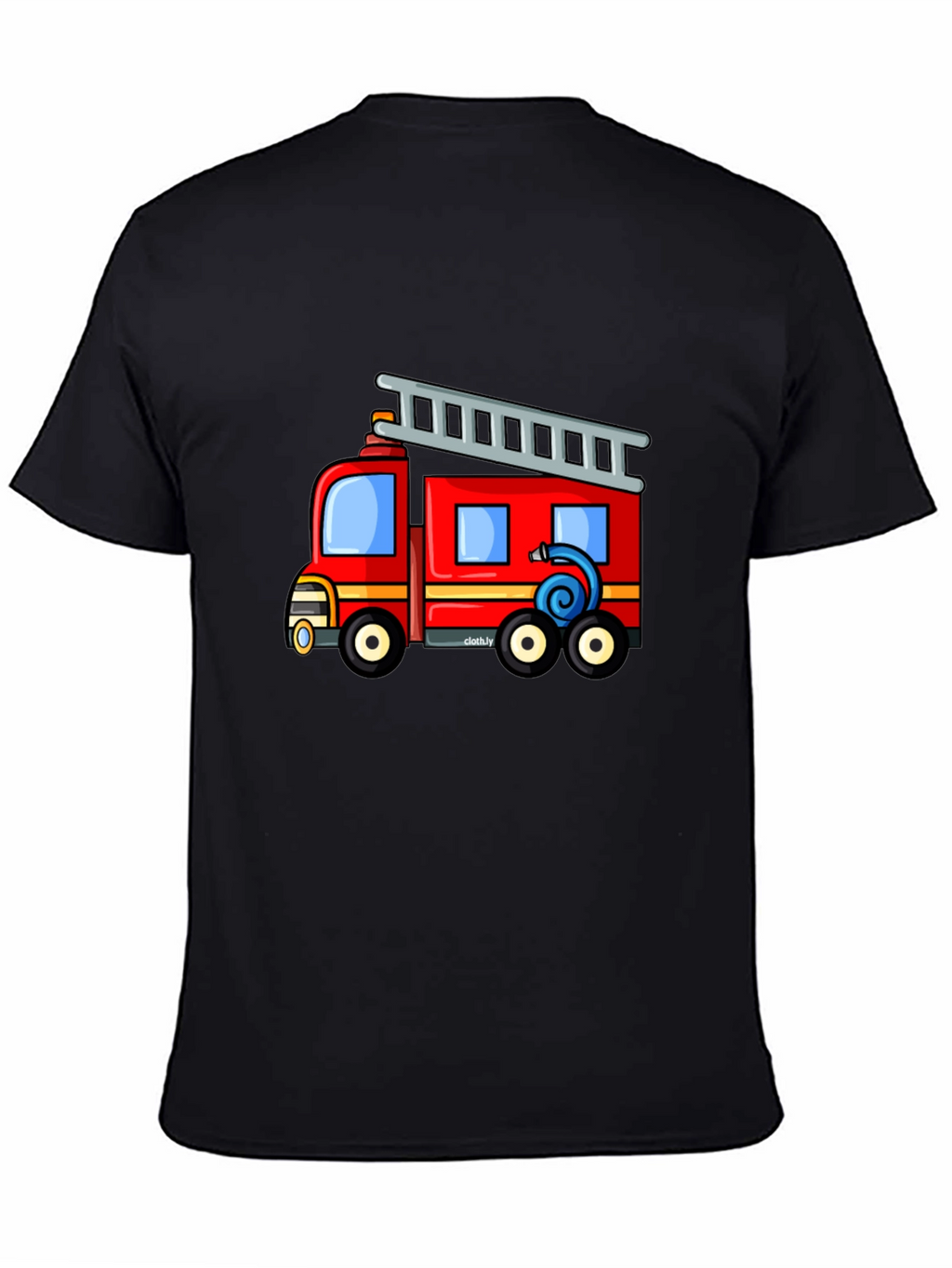Fire Truck Graphic Tee - Black Cotton Blend T-Shirt