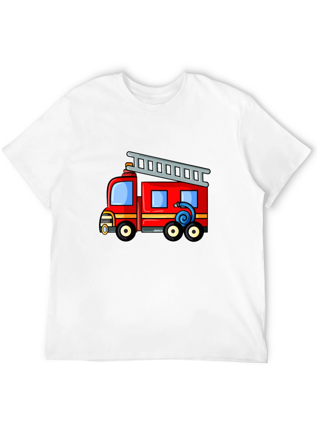 Fire Truck Graphic Tee - Black Cotton Blend T-Shirt