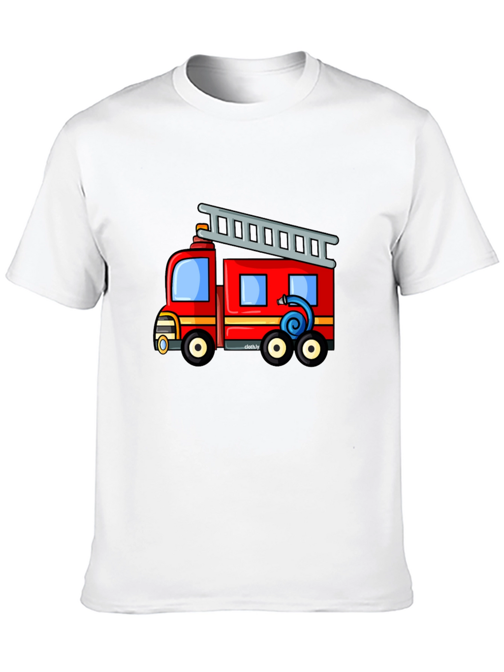 Fire Truck Graphic Tee - Black Cotton Blend T-Shirt