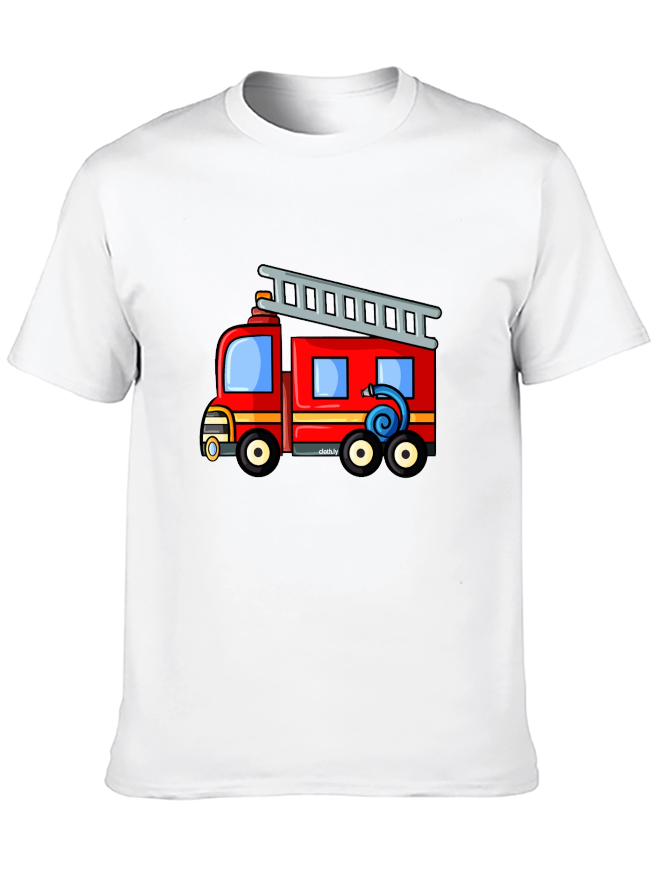 Fire Truck Graphic Tee - Black Cotton Blend T-Shirt