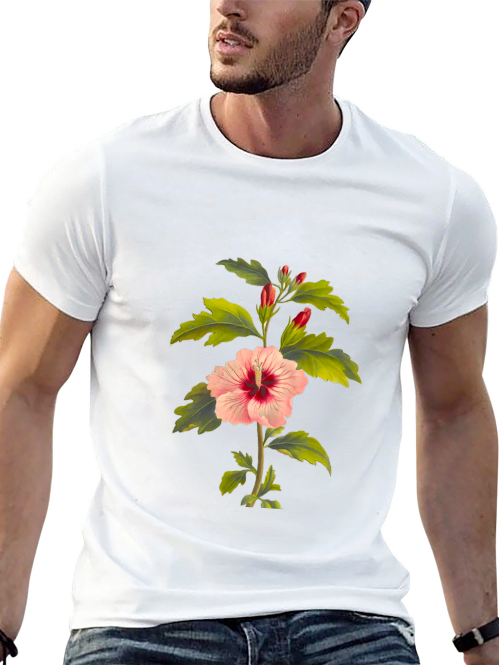 Hibiscus Flower Black T-Shirt
