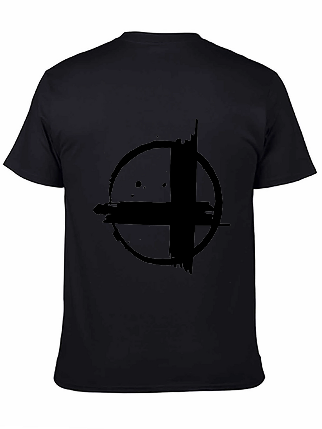 Abstract Circle Cross Graphic Print Black T-Shirt
