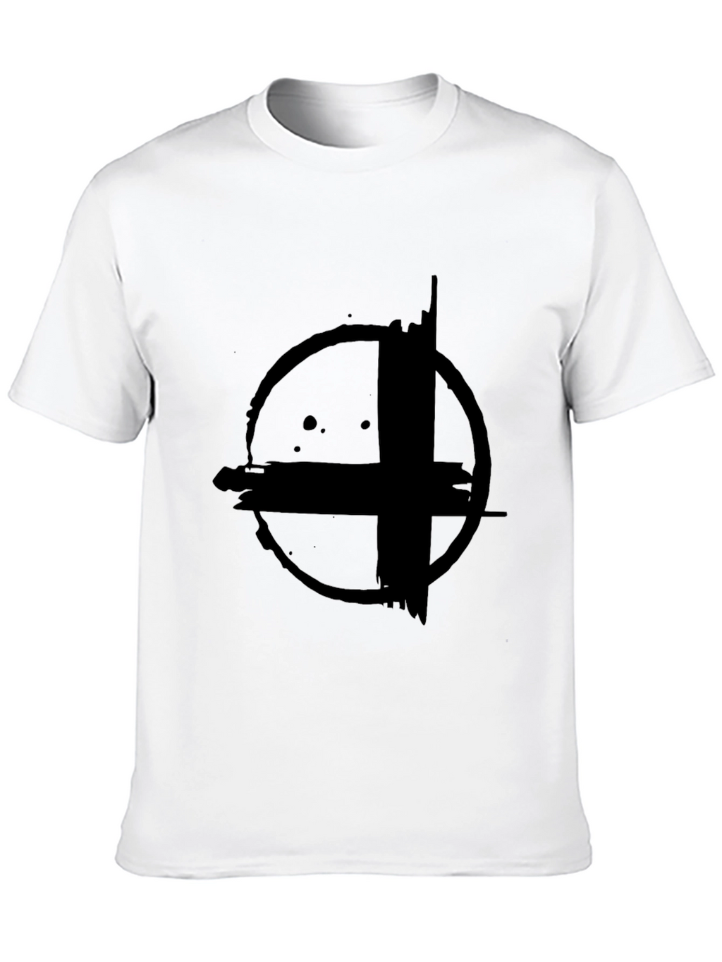 Abstract Circle Cross Graphic Print Black T-Shirt
